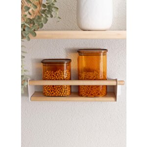 The Mia Akasya Dikdörtgen Cam Kavanoz Amber 1200 Ml