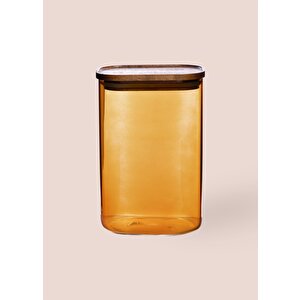 The Mia Akasya Dikdörtgen Cam Kavanoz Amber 1200 Ml