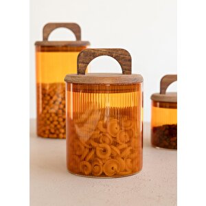 Akasya Kulplu Cam Kavanoz Amber 700 Ml