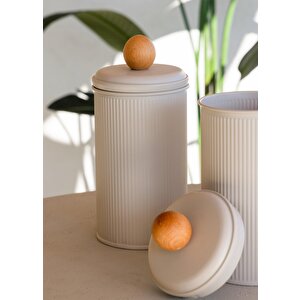 Stripe Çay Kahve Şeker Kavanozu Bej 1,20 Lt