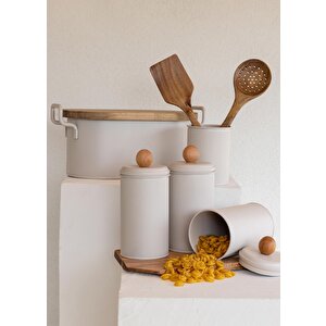 The Mia Stripe Çay Kahve Şeker Kavanozu Bej 1,20 Lt