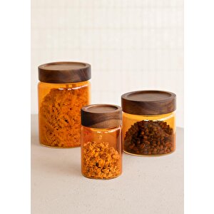 Akasya Yuvarlak Cam Kavanoz Amber 500 Ml