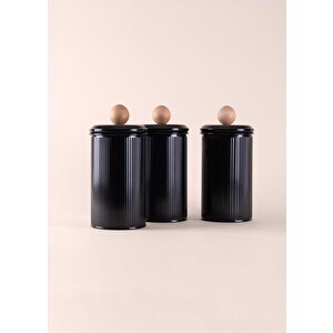 The Mia Stripe Çay Kahve Şeker Kavanozu Siyah 1,20 Lt