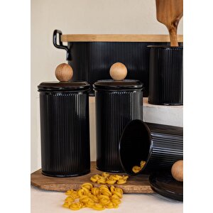 The Mia Stripe Çay Kahve Şeker Kavanozu Siyah 1,20 Lt