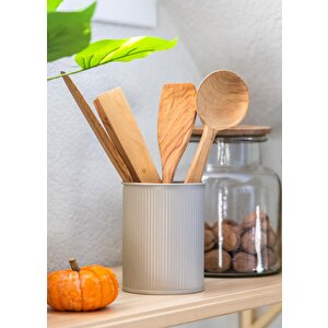 Stripe Tezgah Üstü Kaşıklık Bej 13x11 Cm