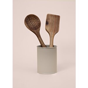 The Mia Stripe Tezgah Üstü Kaşıklık Bej 13x11 Cm