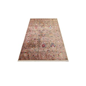 Vintage 08 Bej Antik Desen Makinede Yıkanabilir Kaymaz Dijital Baskı Ince Mutfak Halısı 80x300 cm