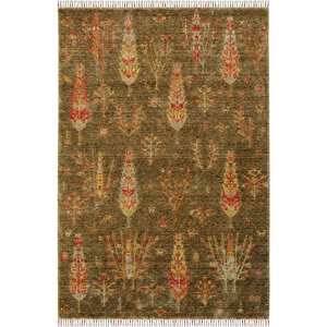 Galata 08 Haki Halı Otantik Salon Halısı İskandinav Halı Bambu Halı El Dokuma Koridor Halı 130x190 cm