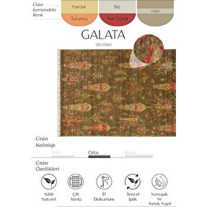 Galata 08 Haki Halı Otantik Salon Halısı İskandinav Halı Bambu Halı El Dokuma Koridor Halı 130x190 cm
