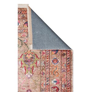 Cool Halı Vintage 08 Bej Antik Desen Makinede Yıkanabilir Kaymaz Dijital Baskı Ince Mutfak Halısı