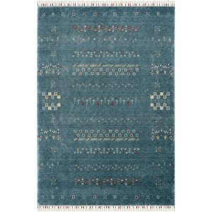 Galata 06 Mavi Halı Otantik Salon Halısı Bambu Halı El Dokuma Halı Yolluk Koridor Halı 90x150 cm