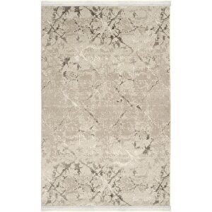 Arles 4327 Gri Krem Halı Oturma Odası Dokuma Makine Halısı Kesme Halı Yolluk Salon Halısı 120x250 cm