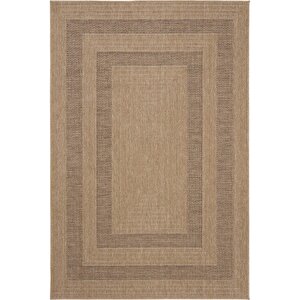 Cool Halı Atina 9101 Haki Bej Yolluk Oturma Odası Halısı Çerçeveli Hasır Halı Kilim Antre Halısı
