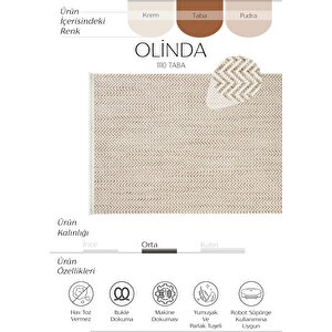 Olinda 1110 Taba Oturma Odası Halısı Yumuşak İskandinav Halı Yolluk Bukle Salon Halısı 80x250 cm