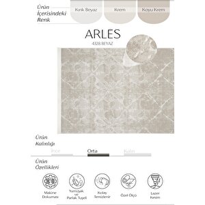 Arles 4328 Krem Beyaz Halı Yatak Odası Halısı Dokuma Makine Halısı Kesme Halı Salon Halısı 120x180 cm