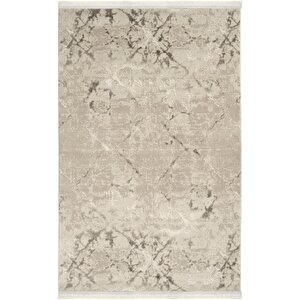 Arles 4327 Gri Krem Halı Oturma Odası Dokuma Makine Halısı Kesme Halı Yolluk Salon Halısı 120x500 cm