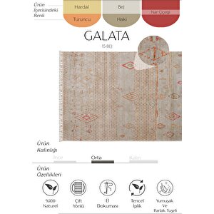 Galata 15 Bej Halı Otantik Salon Halısı Halı Natural Bambu Halı El Dokuma Koridor Halısı 170x240 cm