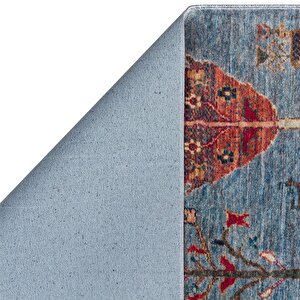 Vintage 09 Aqua Antik Desen Makinede Yıkanabilir Kaymaz Dijital Baskı Ince Mutfak Halısı 160x230 cm
