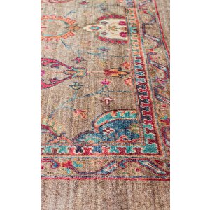 Cool Halı Vintage 07 Olive Antik Desen Makinede Yıkanabilir Kaymaz Dijital Baskı Ince Mutfak Halısı