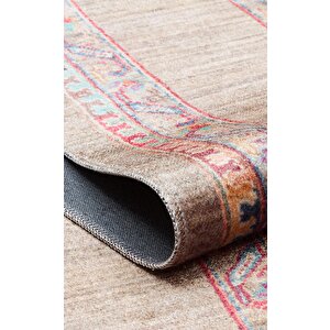 Cool Halı Vintage 07 Olive Antik Desen Makinede Yıkanabilir Kaymaz Dijital Baskı Ince Mutfak Halısı