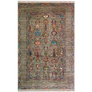 Vintage 07 Olive Antik Desen Makinede Yıkanabilir Kaymaz Dijital Baskı Ince Mutfak Halısı 200x290 cm