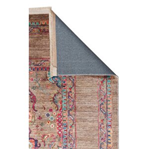Cool Halı Vintage 07 Olive Antik Desen Makinede Yıkanabilir Kaymaz Dijital Baskı Ince Mutfak Halısı