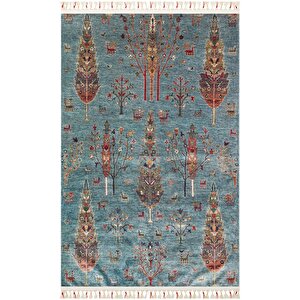 Vintage 09 Aqua Antik Desen Makinede Yıkanabilir Kaymaz Dijital Baskı Ince Mutfak Halısı 80x150 cm