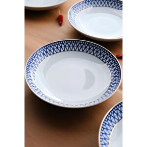 Kütahya Porselen Cool Gold Altın Yaldızlı Çukur Tabak 22cm 6 Kişilik 6 Parça