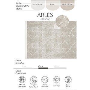 Arles 4328 Krem Beyaz Halı Yatak Odası Halısı Dokuma Makine Halısı Kesme Halı Salon Halısı 100x250 cm