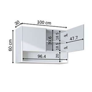 Çamaşır-kurutma Makinesi Dolabı Kapaklı Üst Dolabı Banyo Dolabı 100 Cm Beyaz