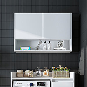 Çamaşır-kurutma Makinesi Dolabı Kapaklı Üst Dolabı Banyo Dolabı 100 Cm
