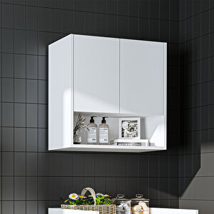 Çamaşır-kurutma Makinesi Dolabı Kapaklı Üst Dolabı Banyo Dolabı 65 Cm Beyaz