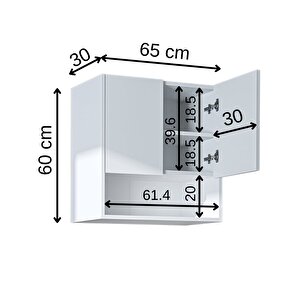 Çamaşır-kurutma Makinesi Dolabı Kapaklı Üst Dolabı Banyo Dolabı 65 Cm Beyaz