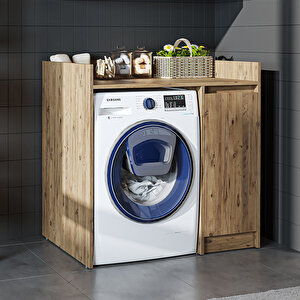 Çamaşır-kurutma Makinesi Dolabı Tek Kapaklı Banyo Dolabı 100 Cm Atlantik Çam