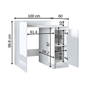 Çamaşır-kurutma Makinesi Dolabı Tek Kapaklı Banyo Dolabı 100 Cm Beyaz
