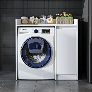 Çamaşır-kurutma Makinesi Dolabı Tek Kapaklı Banyo Dolabı 100 Cm