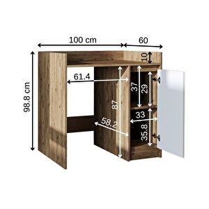 Çamaşır-kurutma Makinesi Dolabı Tek Kapaklı Banyo Dolabı 100 Cm Atlantik Çam - Beyaz