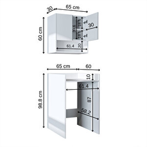 Çamaşır-kurutma Makinesi Dolabı+ Üst Dolabı, Banyo Dolabı 65 Cm Beyaz