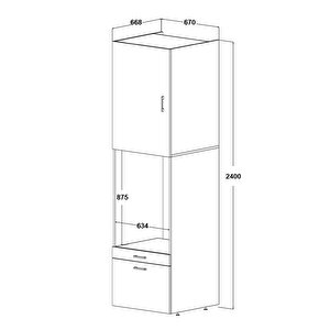 2 Çekmeceli Çamaşır Ve Kurutma Makinesi Dolabı + Üst Dolap, Banyo Dolabı 240 Cm Siyah