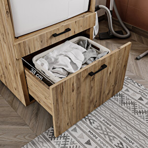2 Çekmeceli Çamaşır Ve Kurutma Makinesi Dolabı + Üst Dolap, Banyo Dolabı 240 Cm