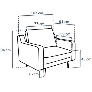 Klem Slim Tekli Koltuk Large Ahşap Ayak - Kadife