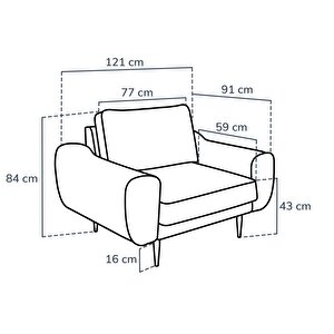 Klem Tekli Koltuk Large Ahşap Ayak - Kadife