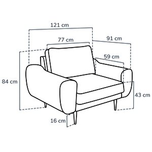 Klem Tekli Koltuk Large Ahşap Ayak - Doğal Doku