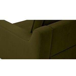 Klem Slim Tekli Koltuk Large Ahşap Ayak - Kadife Haki