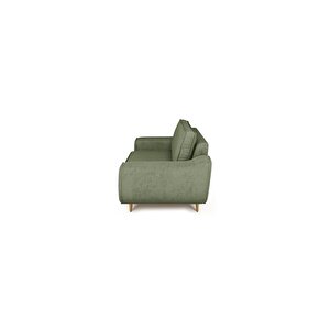 Klem Loveseat Ahşap Ayak - Fitilli Kadife Sisli Yeşil