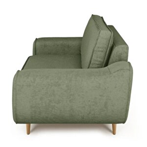 Klem Loveseat Ahşap Ayak - Fitilli Kadife Sisli Yeşil