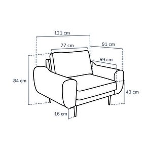 Klem Tekli Koltuk Large Ahşap Ayak - Kadife