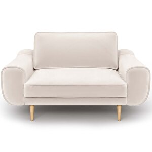 Klem Loveseat Ahşap Ayak - Kadife Vanilya