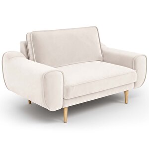 Klem Loveseat Ahşap Ayak - Kadife Vanilya