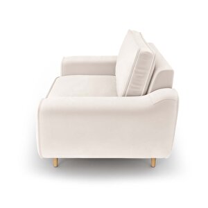 Klem Loveseat Ahşap Ayak - Kadife Vanilya